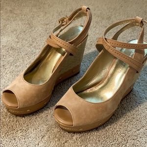 Antonio Melani tan, suede wedge espadrille